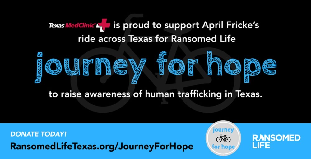 Texas MedClinic is proud to sponsor April Fricke, Journey For Hope and Ransomed Life - Texas MedClinic Urgent Care