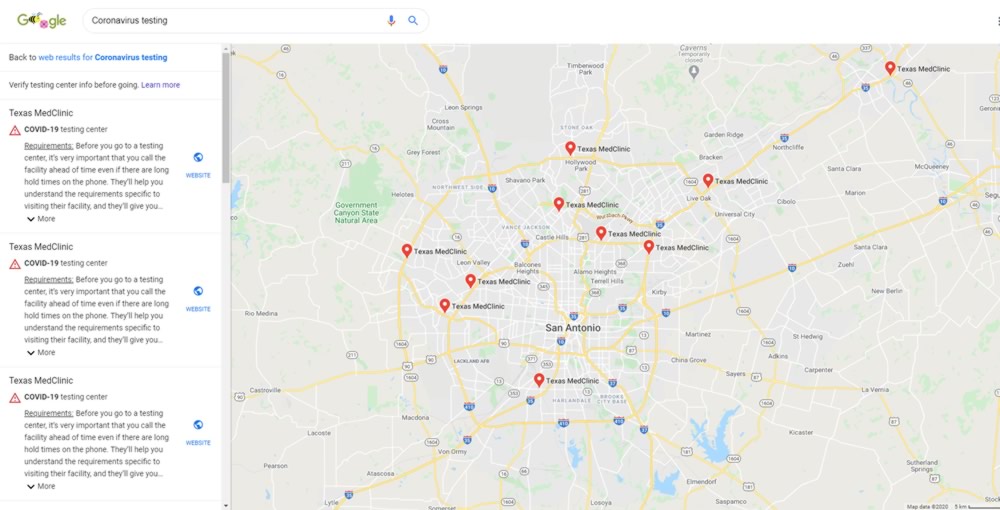 Google Can Now Help You Locate The Nearest COVID-19 Testing Facility - Texas MedClinic Urgent Care