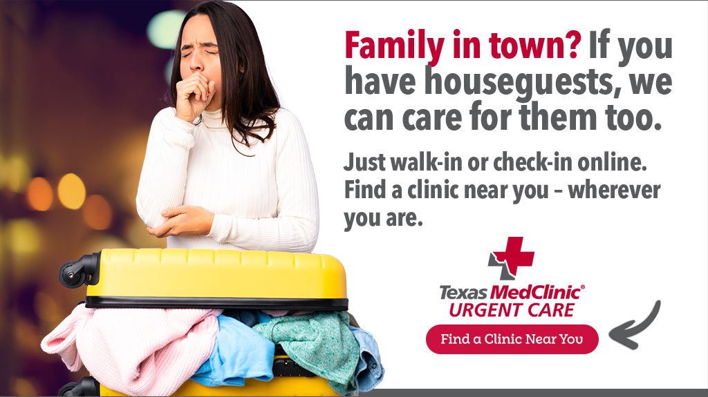 We care for your visitors and family urgent care